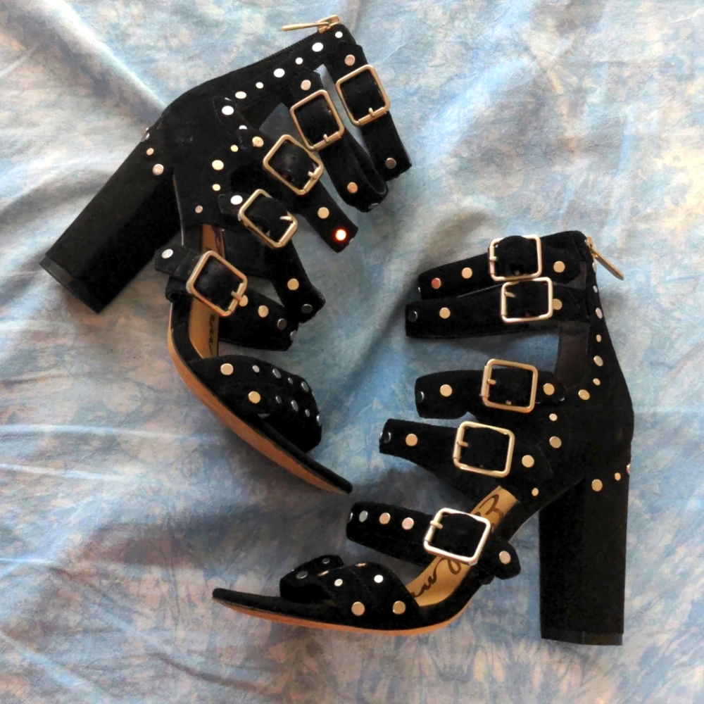 Sexy black suede studded heels 6.5